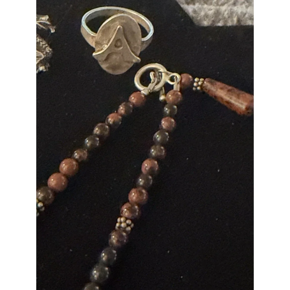 Sterling Silver Jewelry Lot 925 Not Scrap Necklaces Pin Ring Pendant 93 Grams - Picture 4 of 9